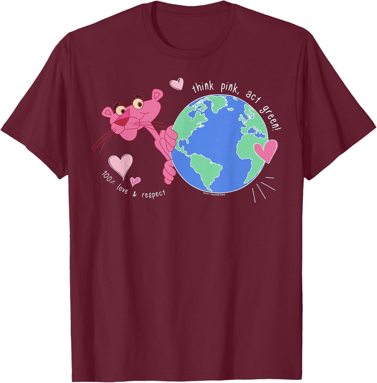 The Pink Panther Think Pink Act Green T-Shirt - T-Shirt | Maroon