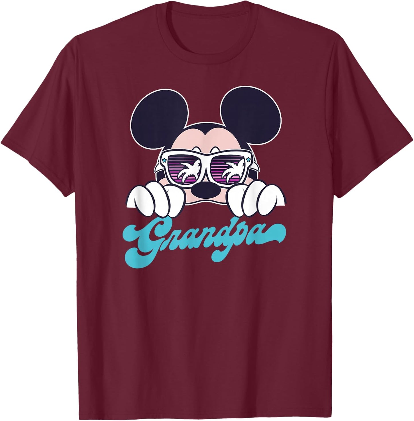 Disney Mickey and Friends Mickey Summer Vibes Grandpa Logo T-Shirt - T-Shirt | Maroon