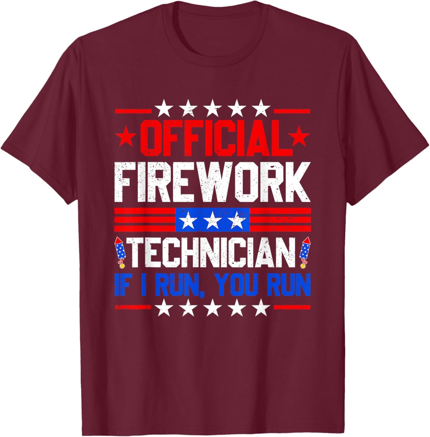 Official Firework Technician Funny 4th of July Fireworks Kids Men T-Shirt - T-Shirt | Maroon