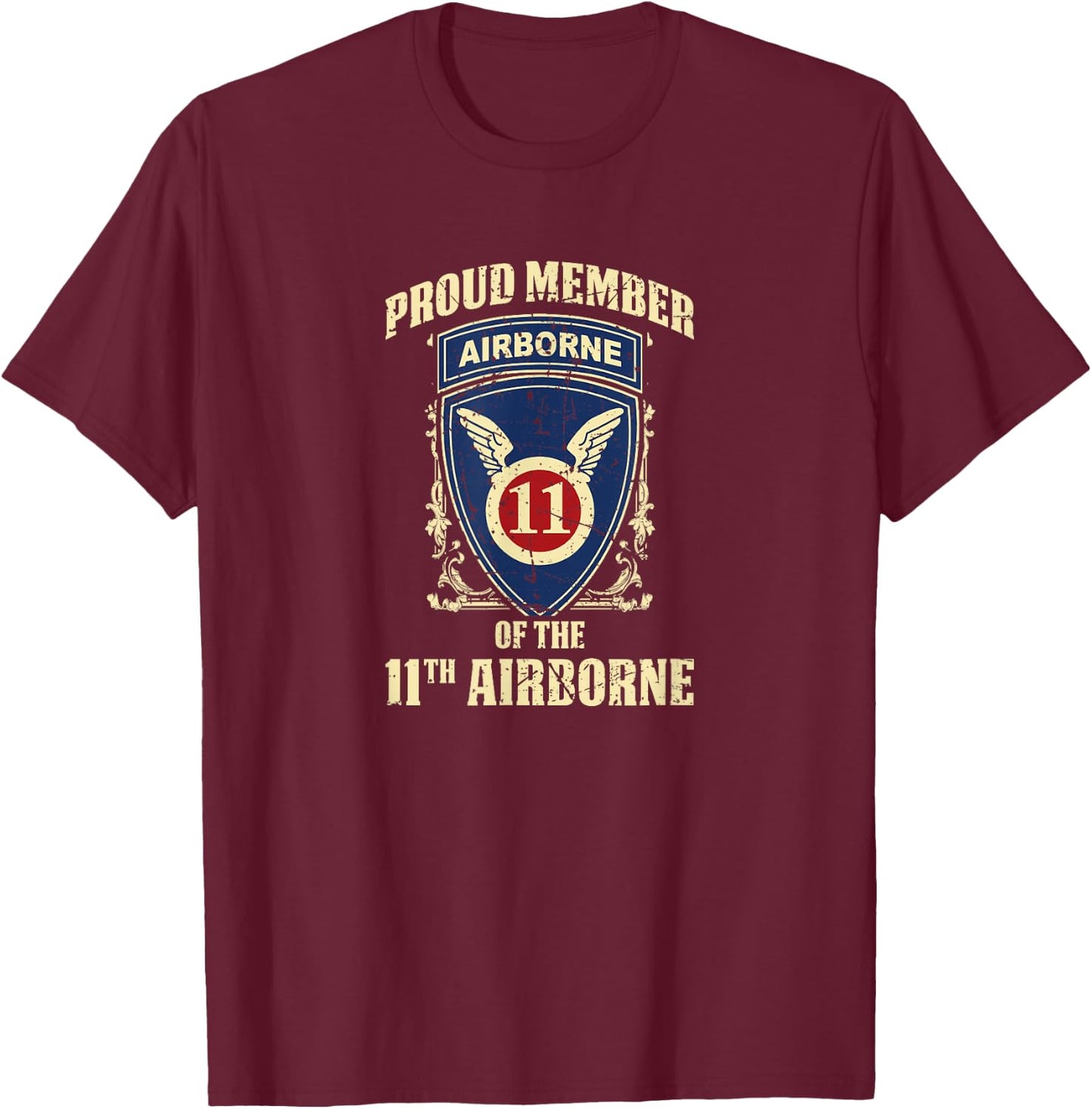 Airborne Shirt - 11th Airborne T-Shirt - T-Shirt | Maroon