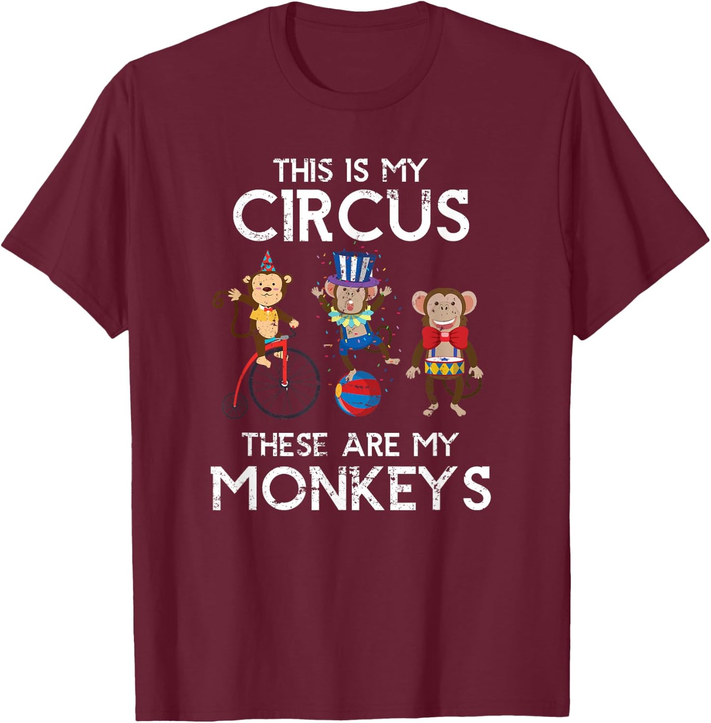 Zoo Keeper Animal Jungle Gift Monkey - Black - Small - -Adults - Short Sleeve - Cotton 60% Polyester 40% T-Shirt - T-Shirt | Maroon