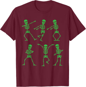 Happy Halloween Dancing Skeletons Skull Party Adults Kids T-Shirt - T-Shirt | Maroon