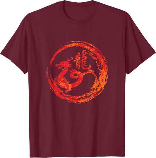 Dragon Chinese Sign of the Zodiac T-Shirt - T-Shirt | Maroon