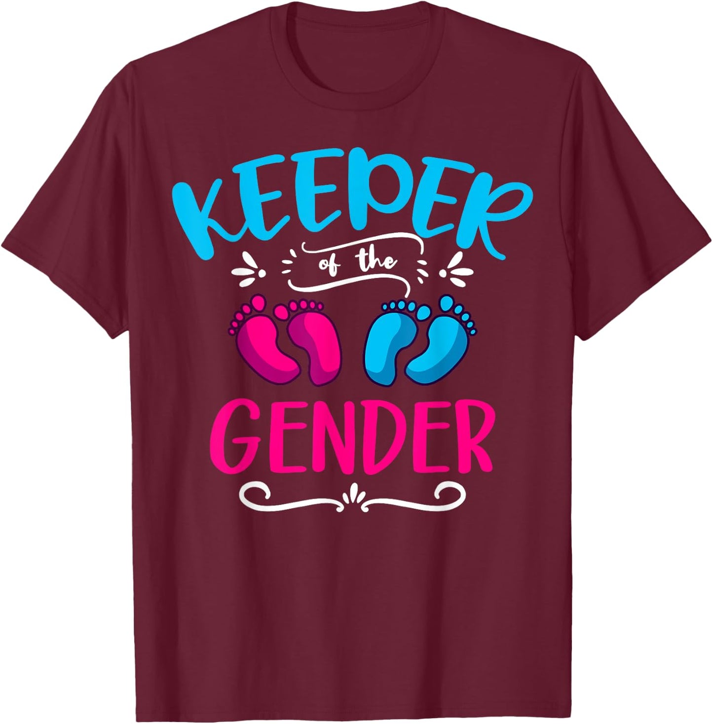 Keeper Of The Gender Reveal Baby Shower Party Announcement T-Shirt - T-Shirt | Maroon