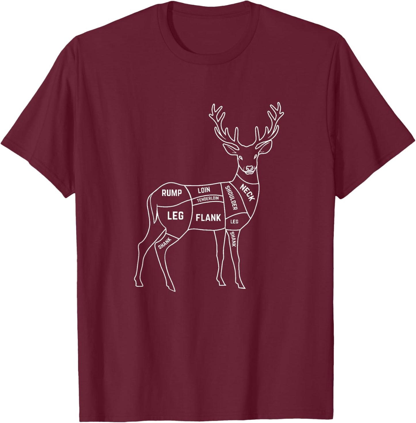 Deer Meat Cuts T-Shirt - T-Shirt | Maroon