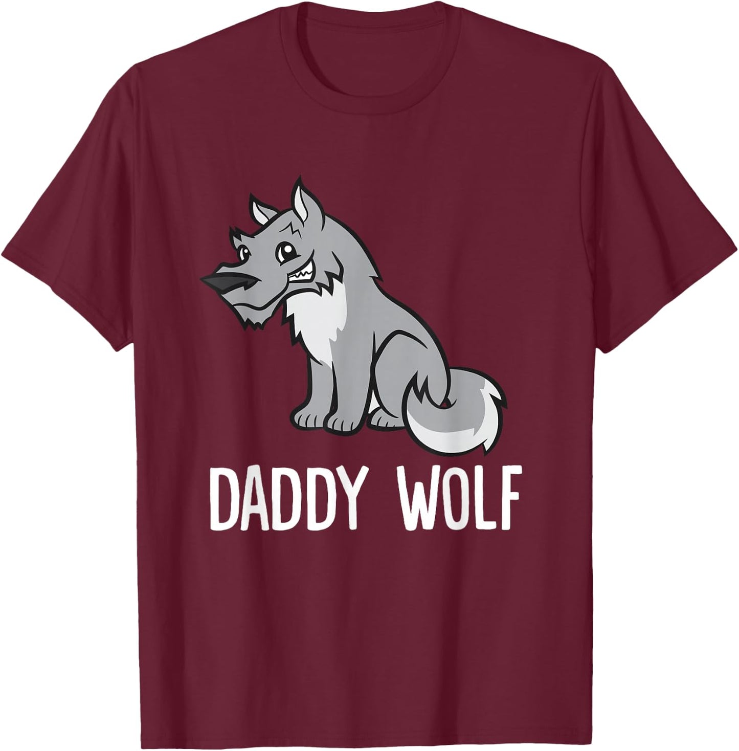 Funny Wolf Lover Daddy Wolf T-Shirt - T-Shirt | Maroon