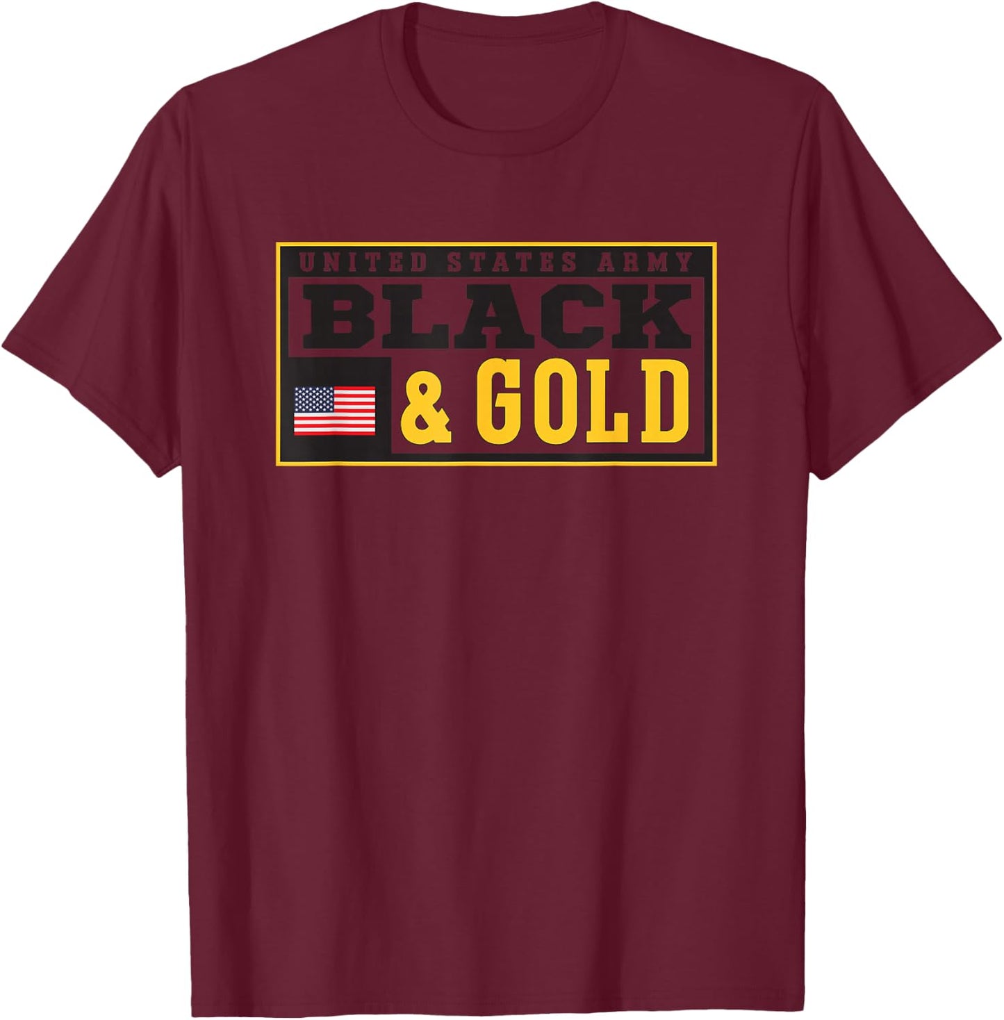 Military Army United States Black Gold Logo T-Shirt - T-Shirt | Maroon