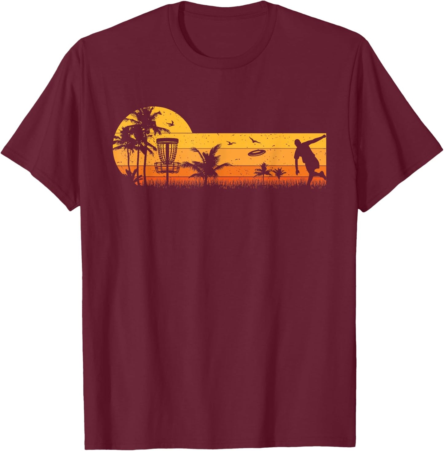 Retro Vintage Frisbee Golf Player Design | Disc Golf T-Shirt - T-Shirt | Maroon