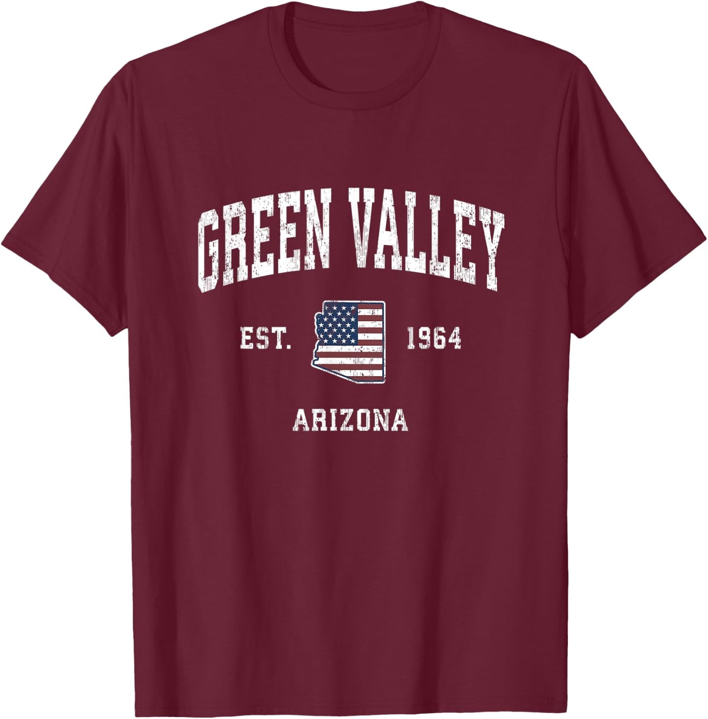 Green Valley Arizona AZ Vintage American Flag Sports Design T-Shirt - T-Shirt | Maroon