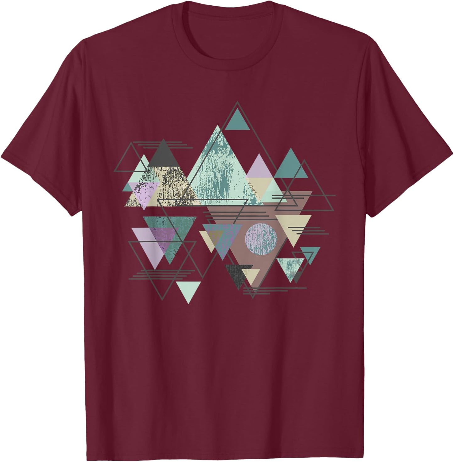 Funny Geometric Mountain Abstract Geometry Outdoor Gifts T-Shirt - T-Shirt | Maroon