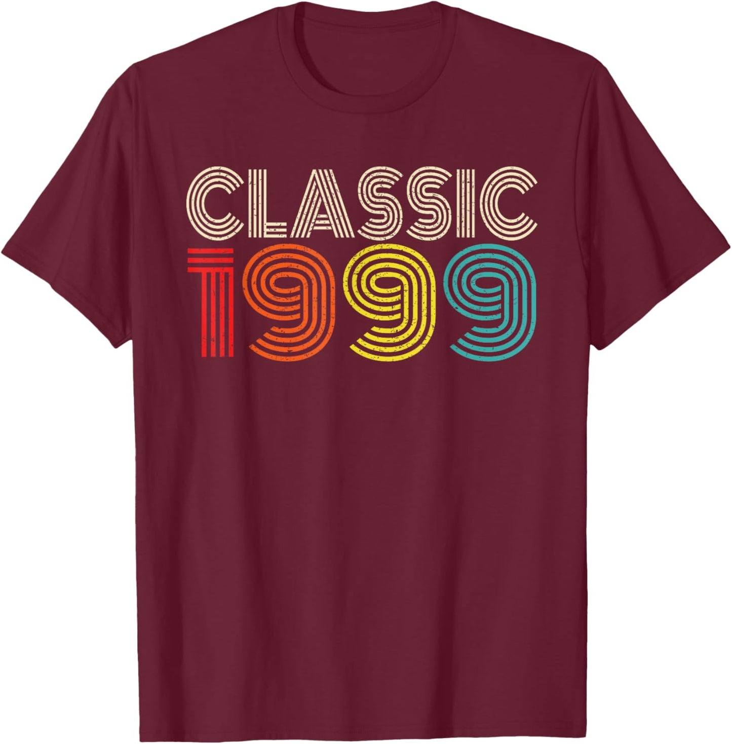 Classic 1999 Vintage 1999 Men Women Vintage Year Birthday T-Shirt - T-Shirt | Maroon