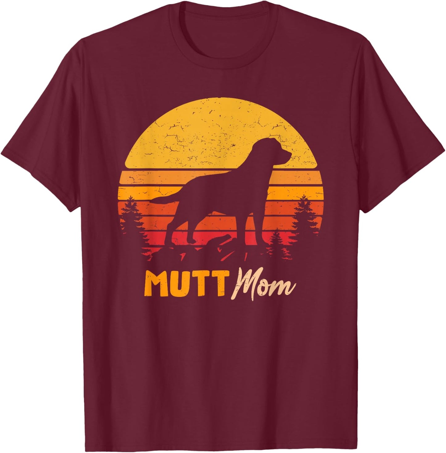 Mutt Mama Vintage Retro Dog Women's Gift T-Shirt - T-Shirt | Maroon