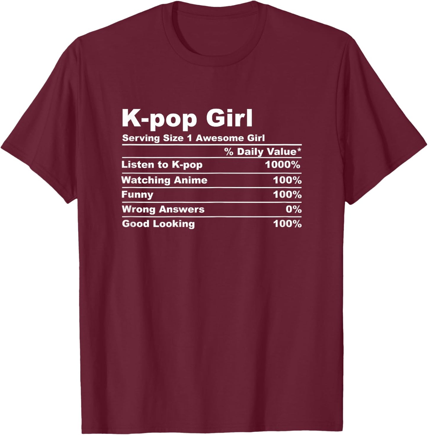 K-pop Girl Kpop Anime Gift T-Shirt - T-Shirt | Maroon