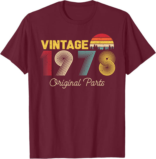 Vintage Original Parts 1978 Cool Men and Women 47th Bday T-Shirt - T-Shirt | Maroon