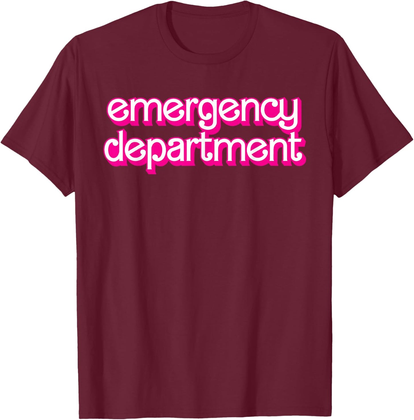 Retro Pink Emergency Department Nurses ER Doctor T-Shirt - T-Shirt | Maroon