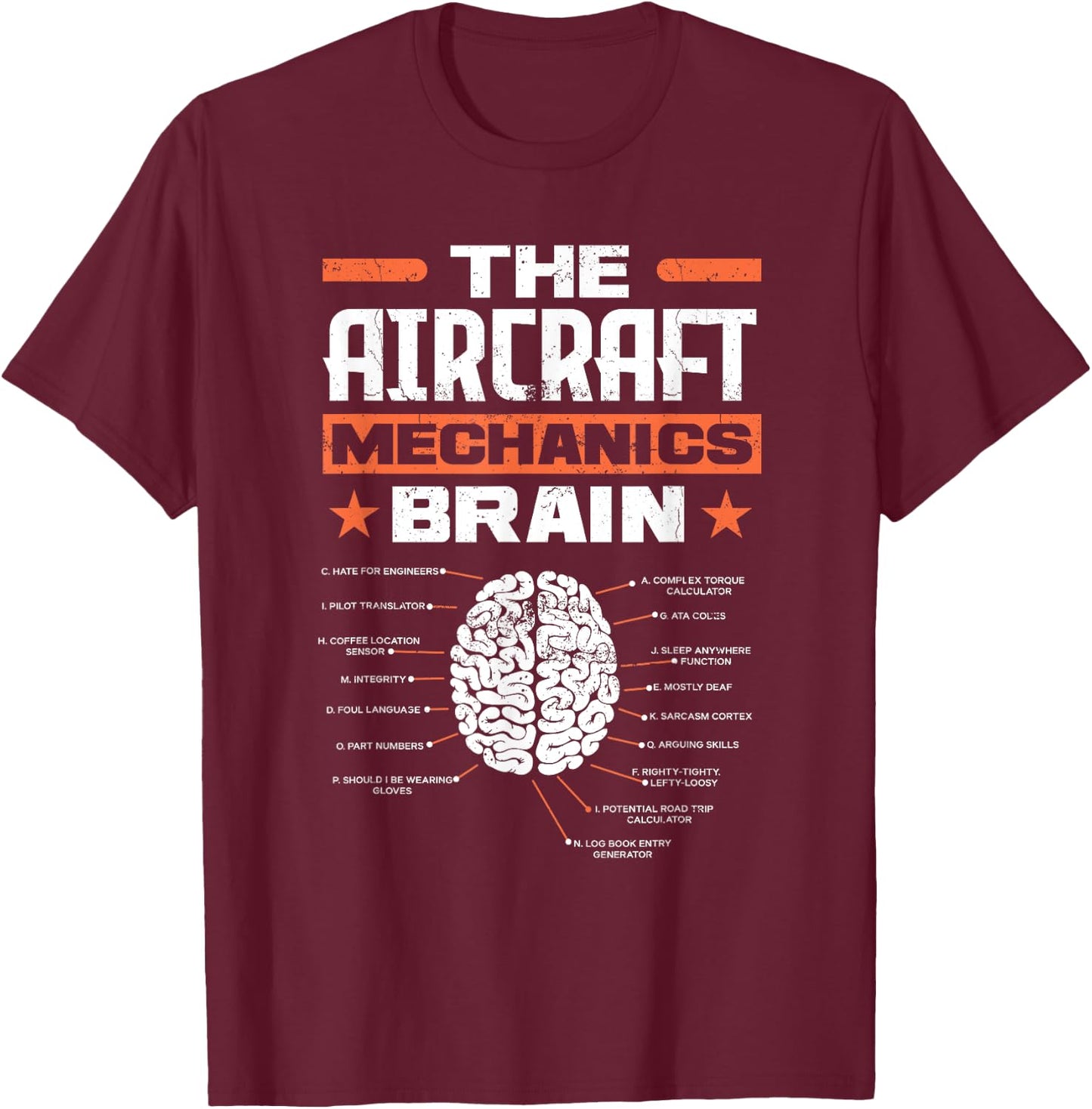 Aircraft Mechanics Brain Aviation Funny Aircraft Mechanic T-Shirt - T-Shirt | Maroon