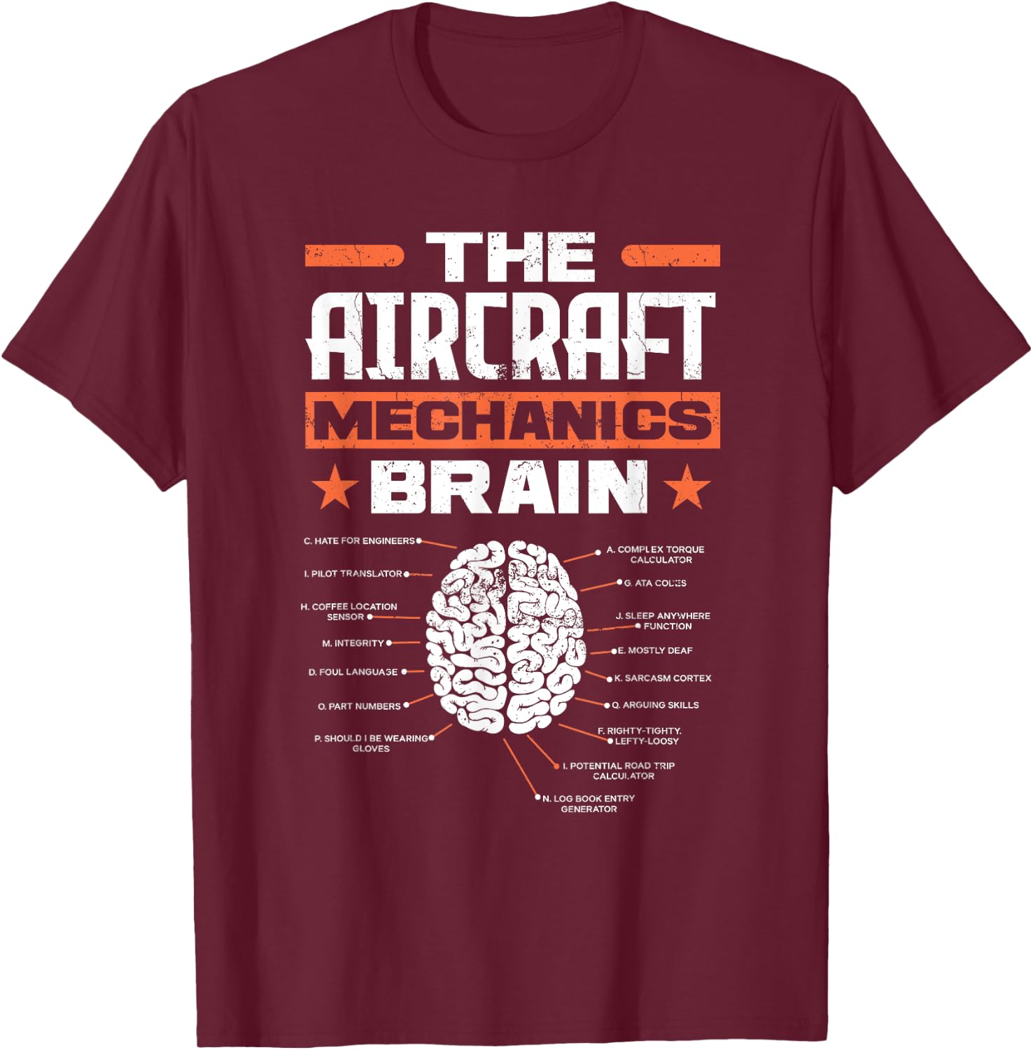 Aircraft Mechanics Brain Aviation Funny Aircraft Mechanic T-Shirt - T-Shirt | Maroon