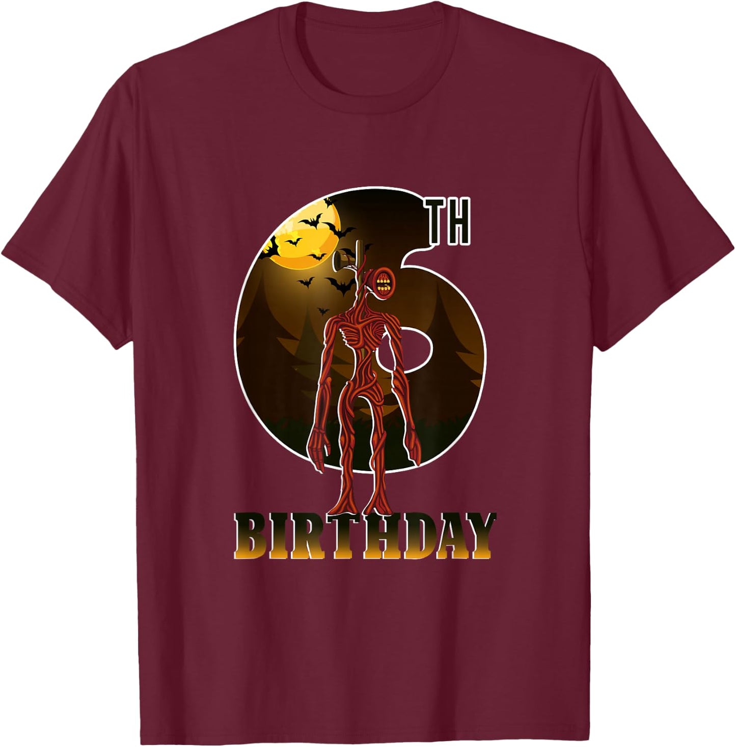 Happy Birthday Boy and Siren Heand T-Shirt - T-Shirt | Maroon