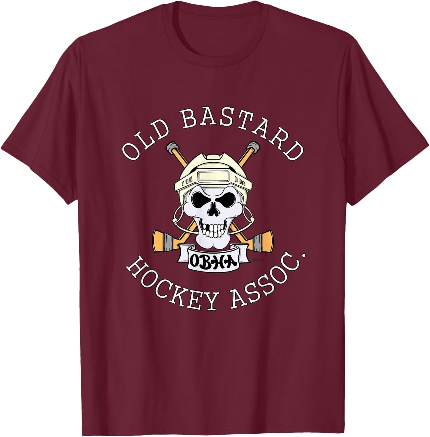 Funny OLD BASTARD HOCKEY ASSOCIATION old man beer league T-Shirt - T-Shirt | Maroon