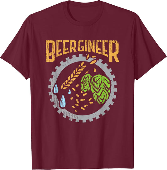 Beergineer Craft Beer Hops Homebrew Beer Brewing and Brewer T-Shirt - T-Shirt | Maroon