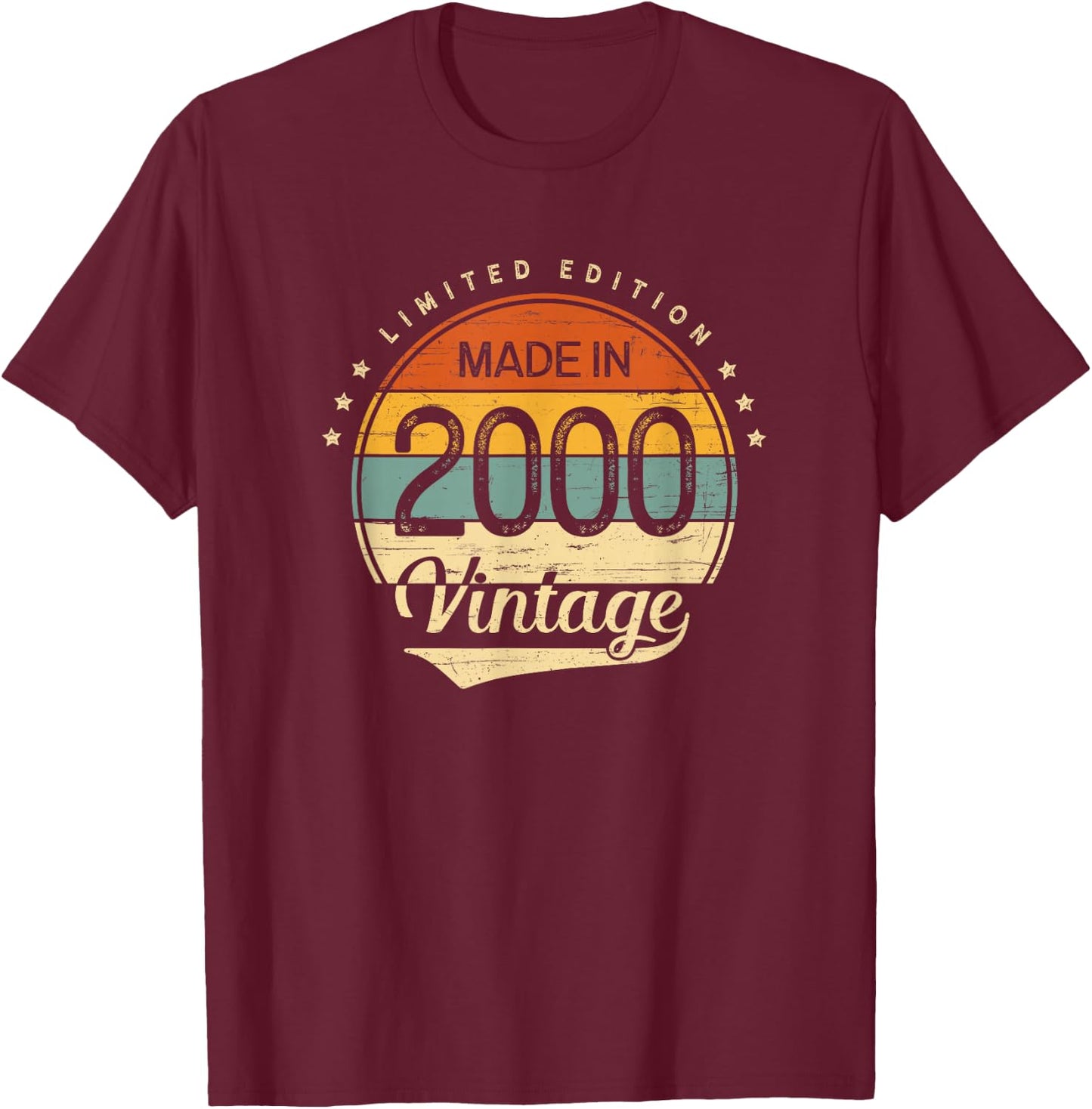 Classic Vintage 2000 Limited Edition 25th Birthday Men Women T-Shirt - T-Shirt | Maroon