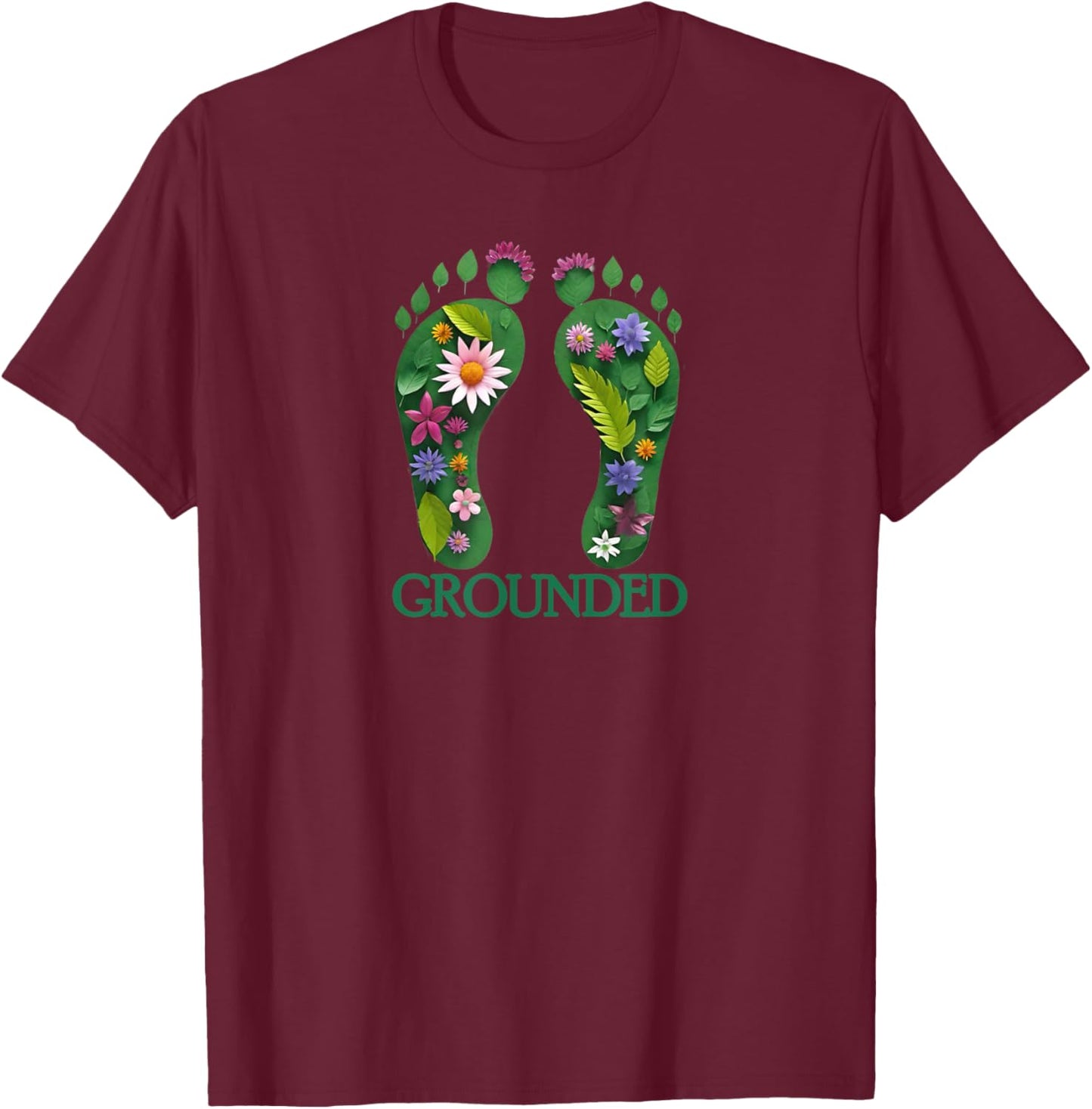 Earthed Barefoot Grounding T-Shirt - T-Shirt | Maroon