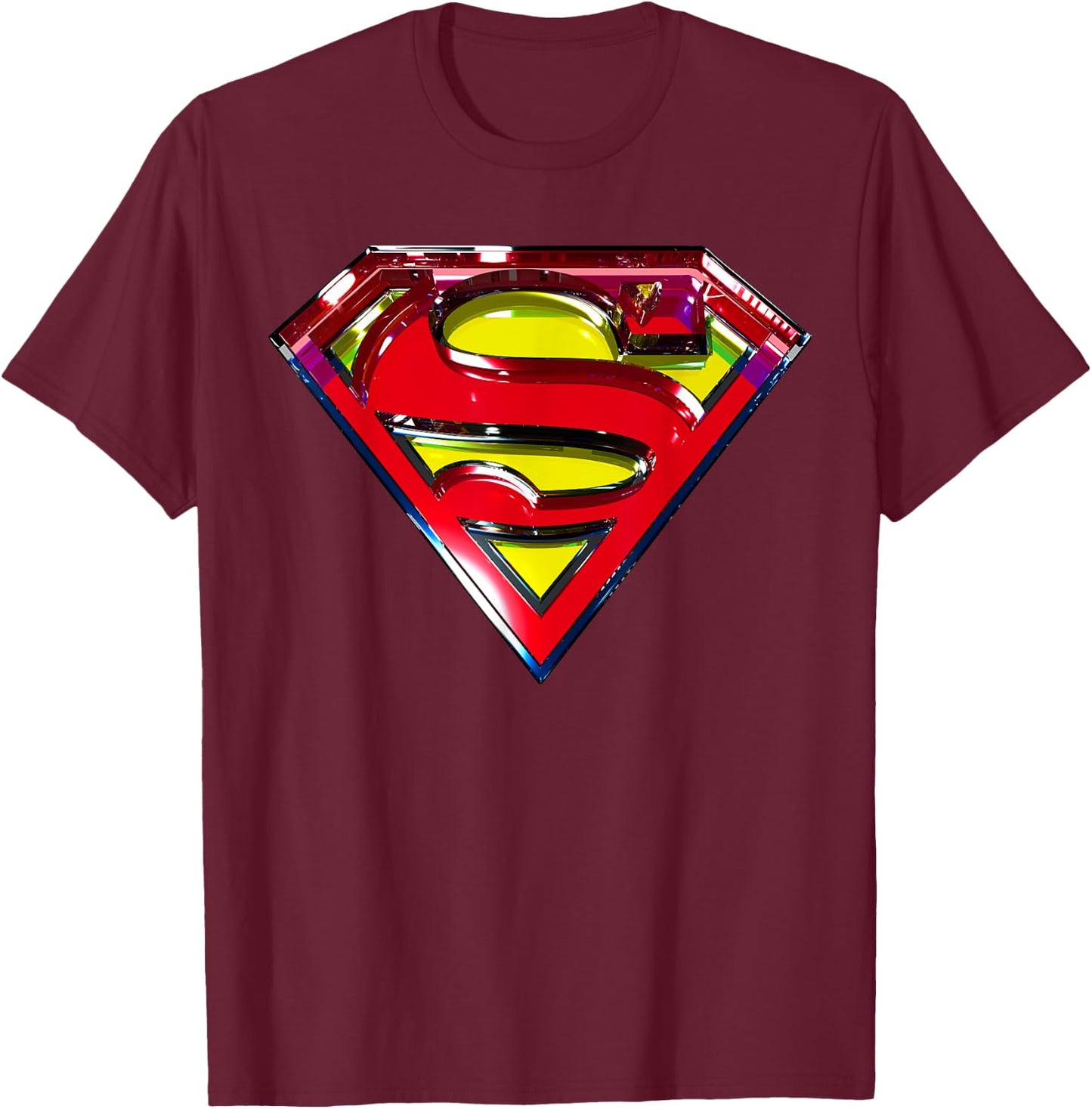 DC Superman Logo Glass T-Shirt - T-Shirt | Maroon