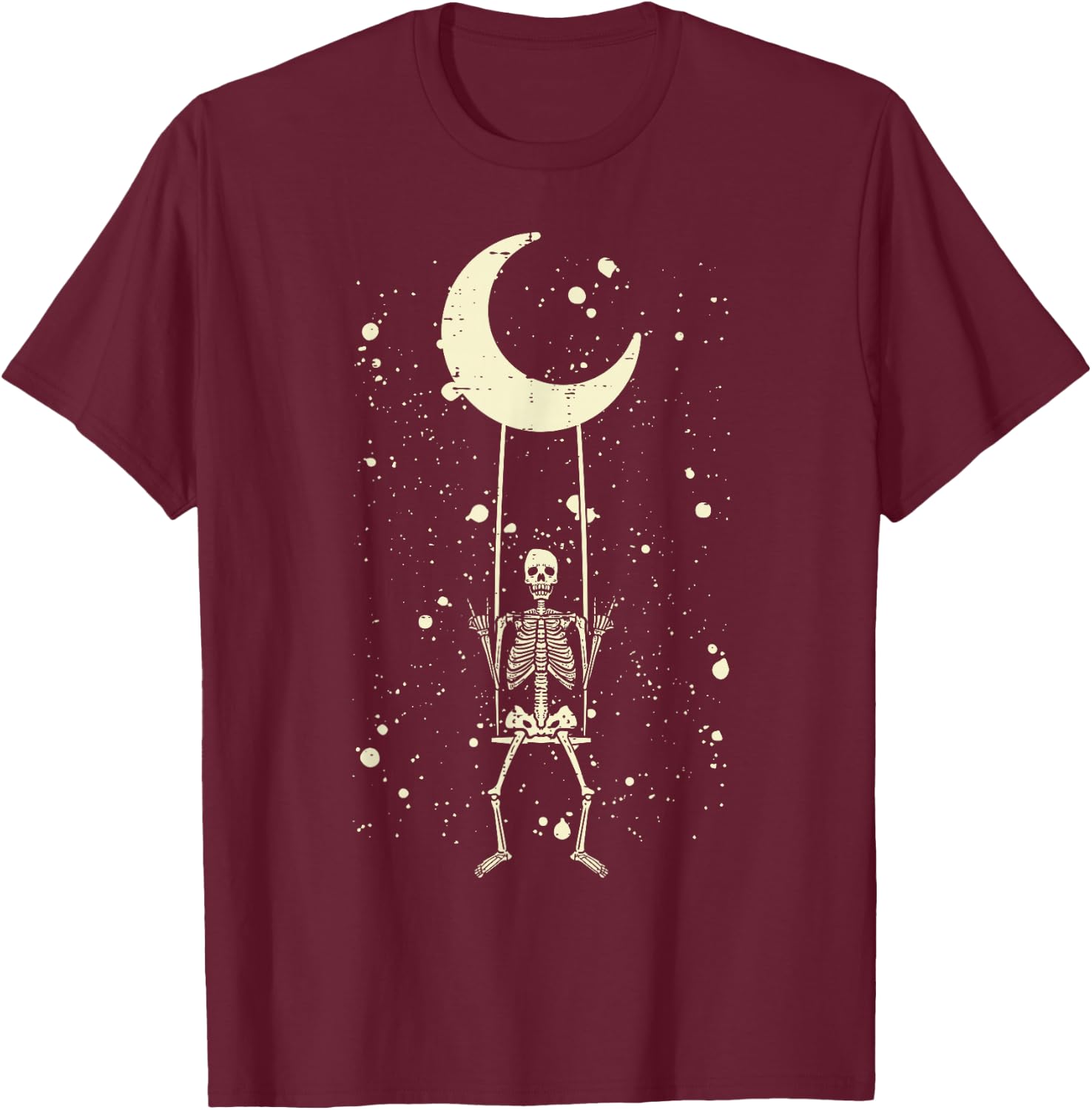 Rocker Skeleton Moon Rock Band Halloween Men Women Boys Kids T-Shirt - T-Shirt | Maroon