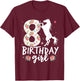 Floral Horse Birthday 8th Birthday 8 Years Old horse girl T-Shirt - T-Shirt | Maroon