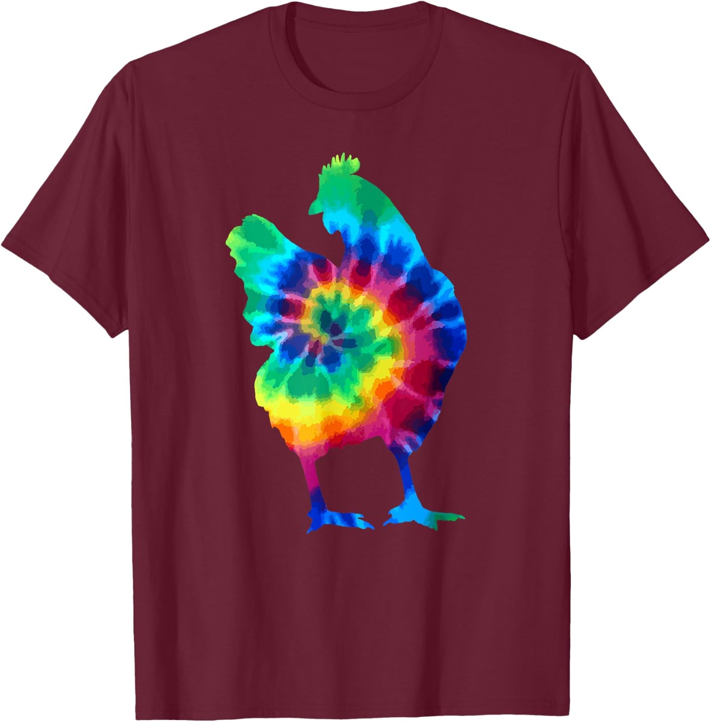 Chicken Tie Dye Vintage Hippie Chickens T-Shirt - T-Shirt | Maroon