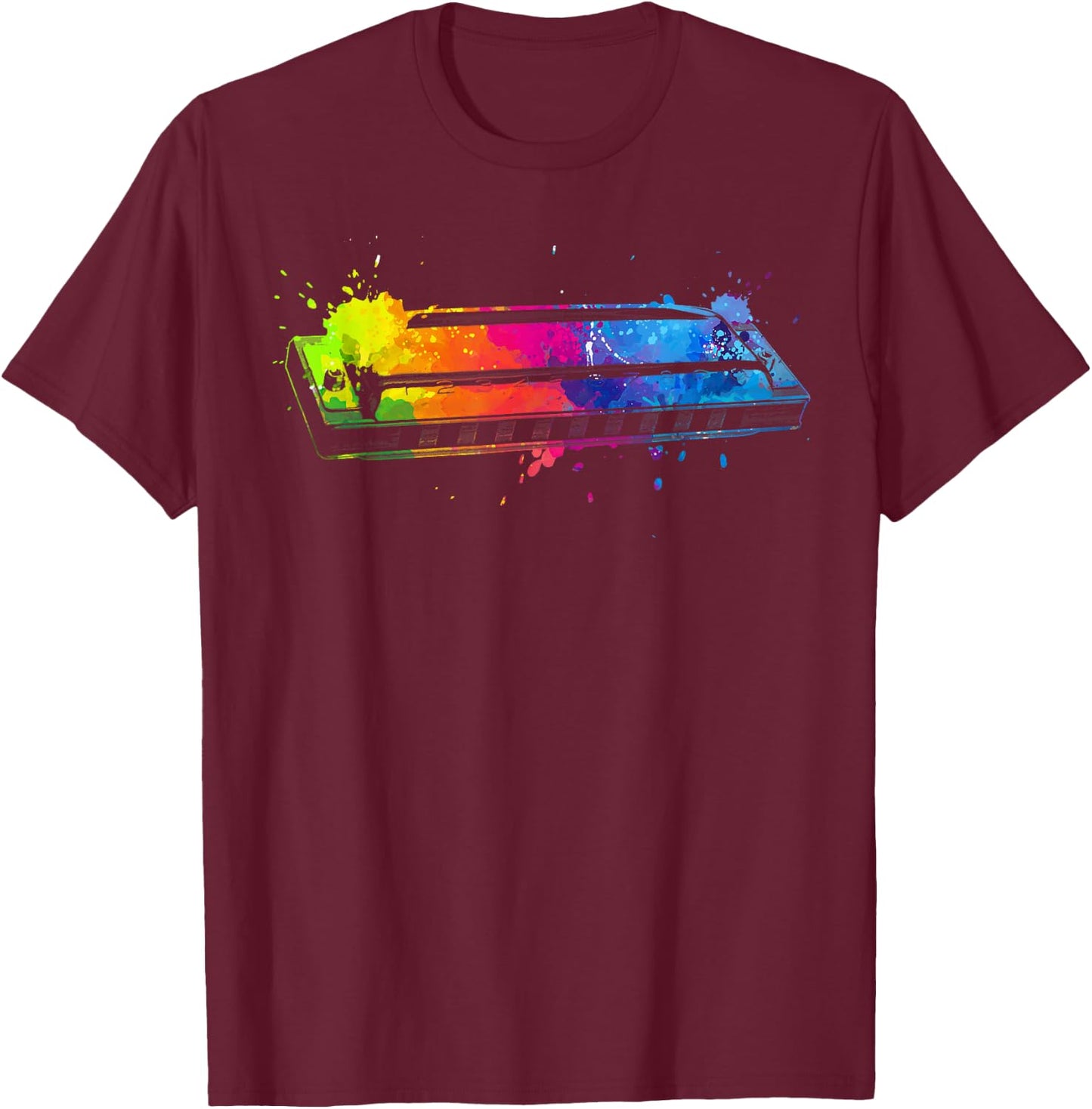 Harmonica Art Women Kids Orchestra Harmonica Player T-Shirt - T-Shirt | Maroon