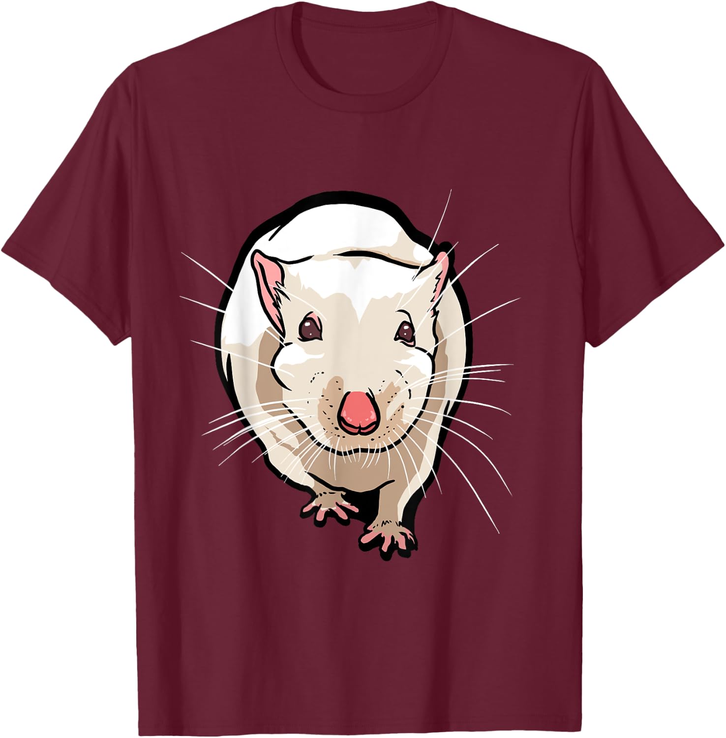 Funny Rat Face for Rats, Mouse & Rodent Lovers T-Shirt - T-Shirt | Maroon