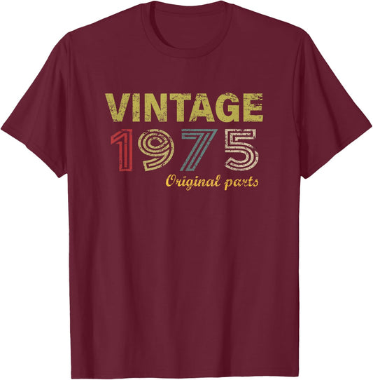 Vintage 1975 Cool 50 Year Old Bday Men Women 50th Birthday T-Shirt - T-Shirt | Maroon