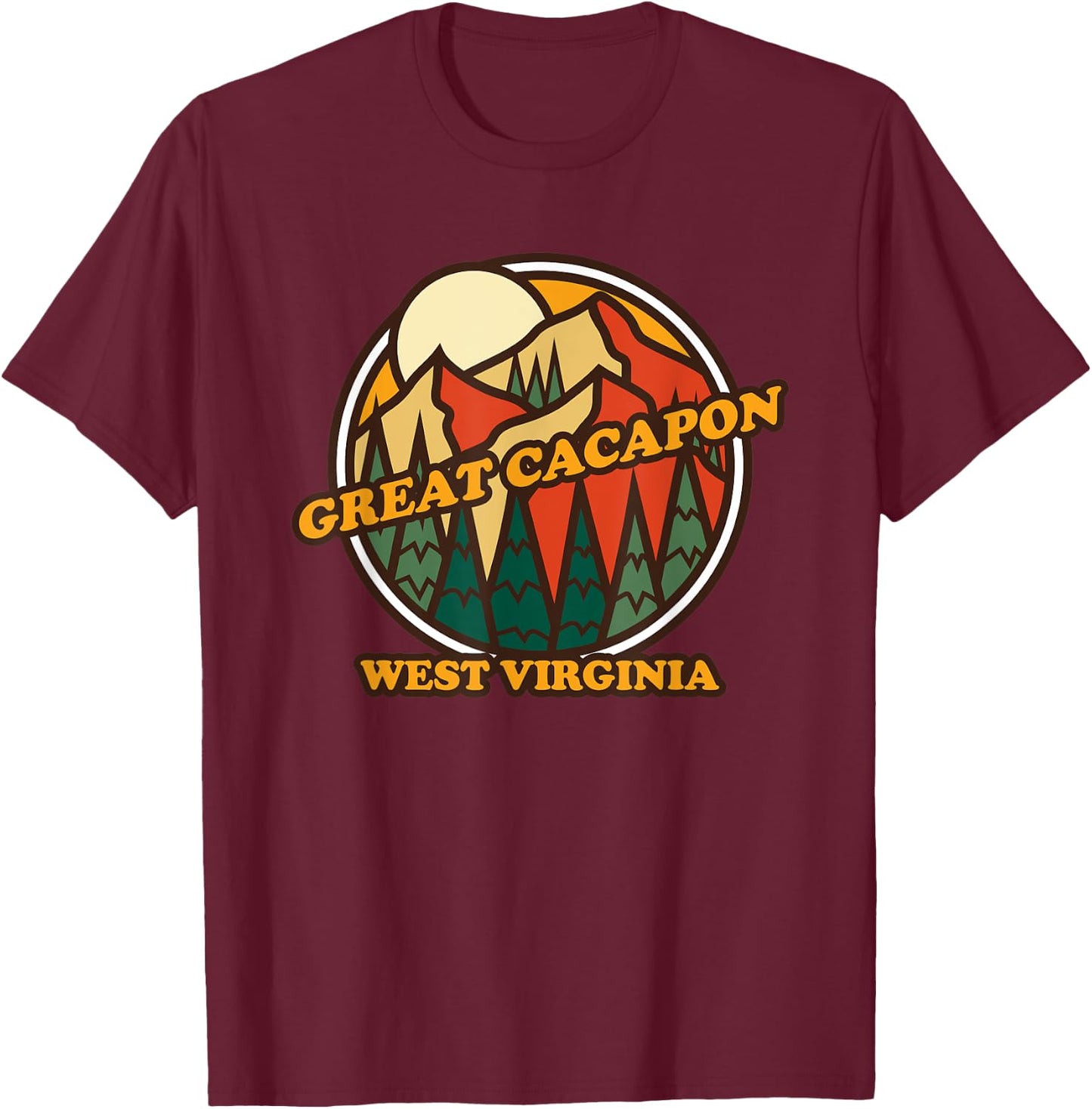 Vintage Great Cacapon West Virginia Mountain Hiking Souvenir T-Shirt - T-Shirt | Maroon