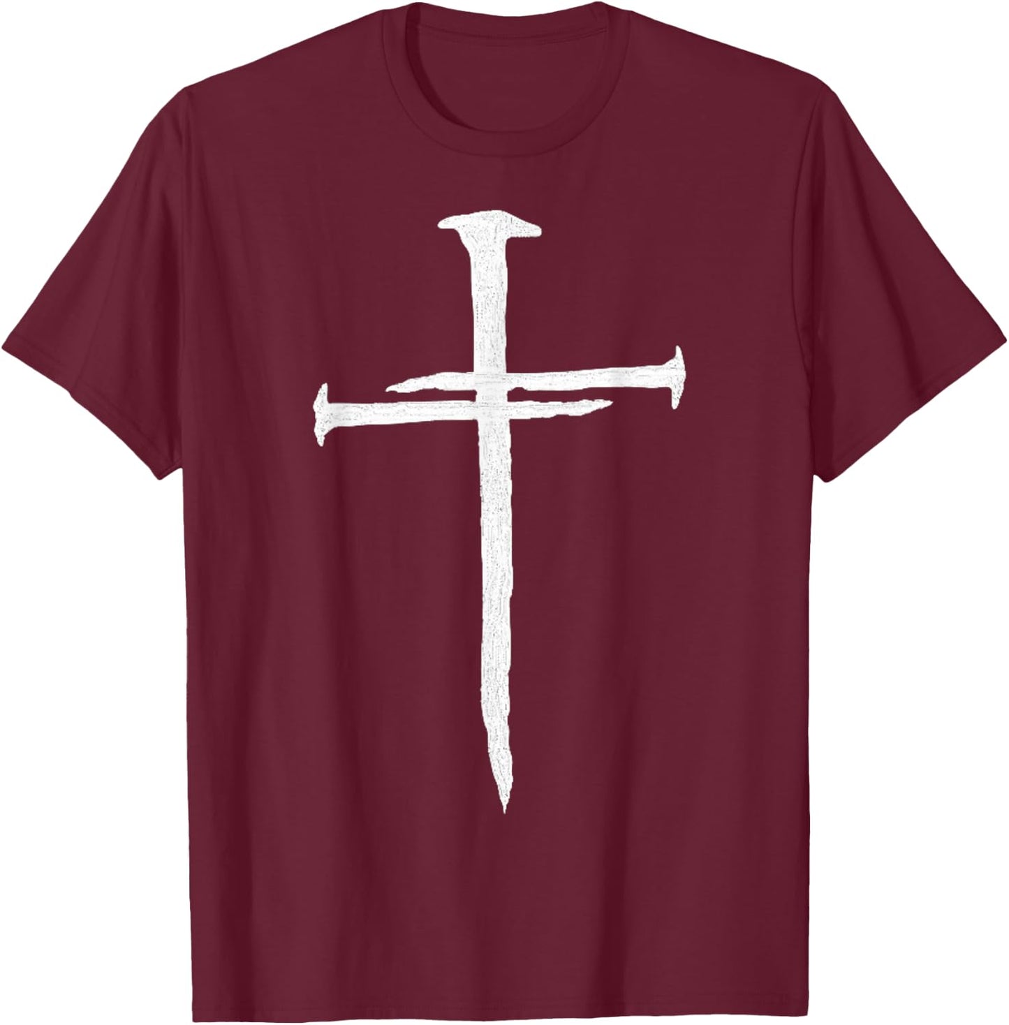 Christian Jesus Nail Cross T-Shirt - T-Shirt | Maroon