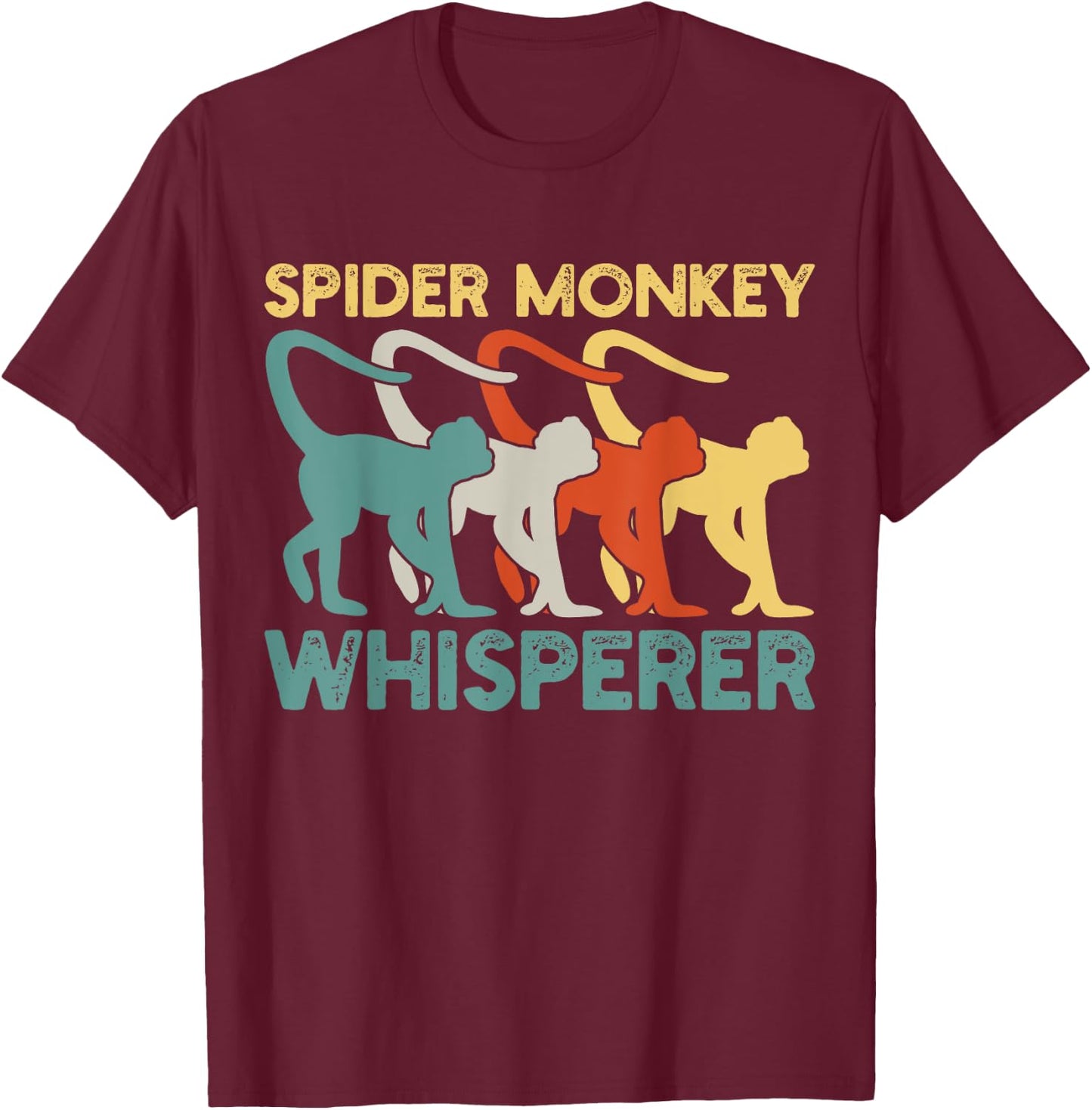 Spider Monkey Retro Vintage T-Shirt - T-Shirt | Maroon