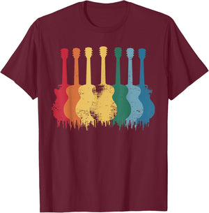 Vintage Guitar Music Band Guitarist T-Shirt - T-Shirt | Maroon