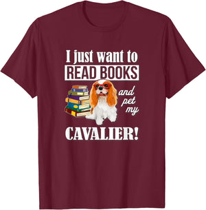 Funny Kids Want To Read Books & Pet Cavalier Spaniel Lover T-Shirt - T-Shirt | Maroon