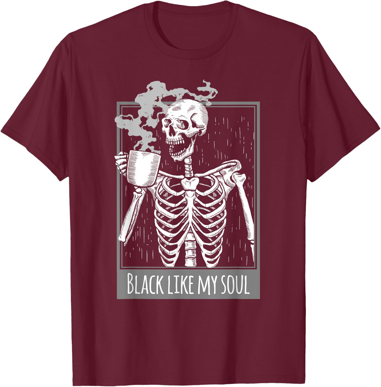 Black Coffee like my Soul Skeleton Funny men women T-Shirt - T-Shirt | Maroon