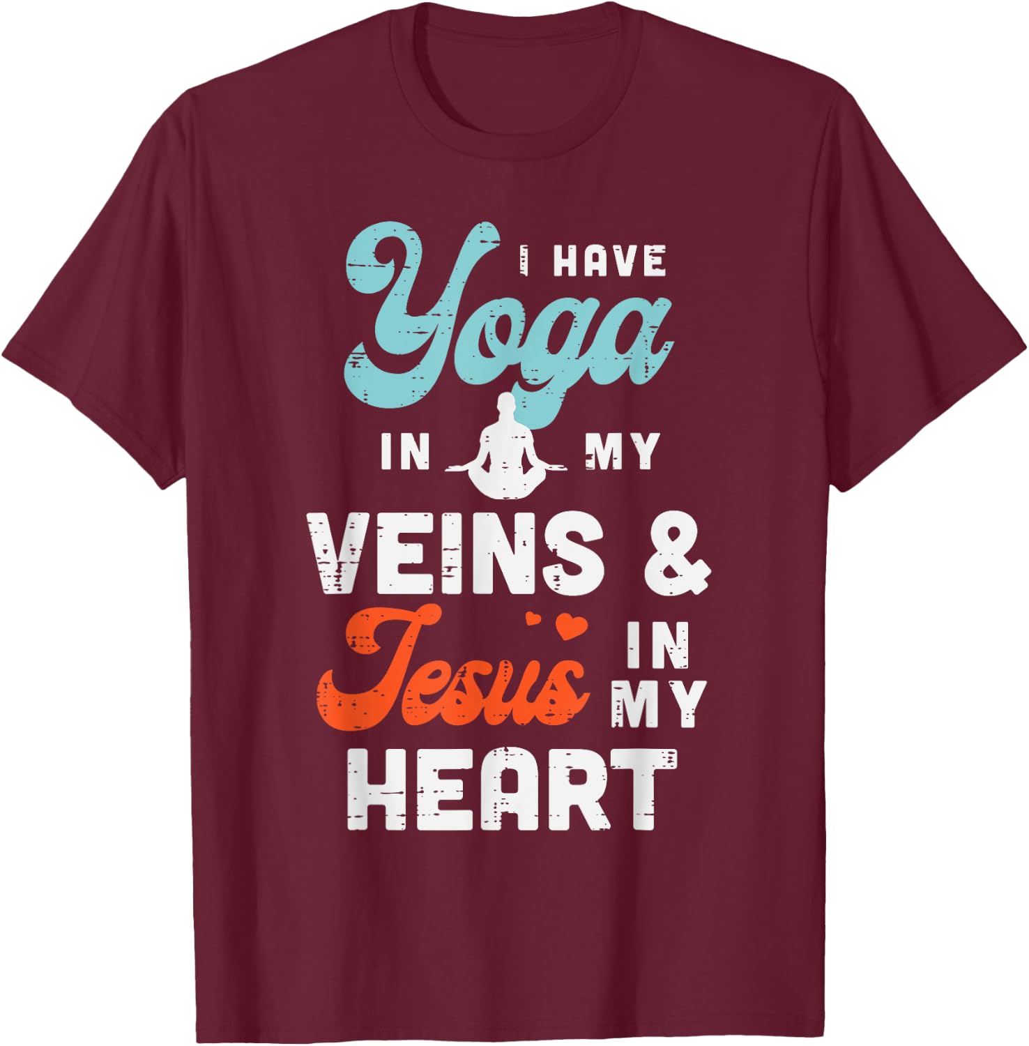 Yoga Veins Jesus Heart Asana Yogi God Jesus Christian Gift T-Shirt - T-Shirt | Maroon