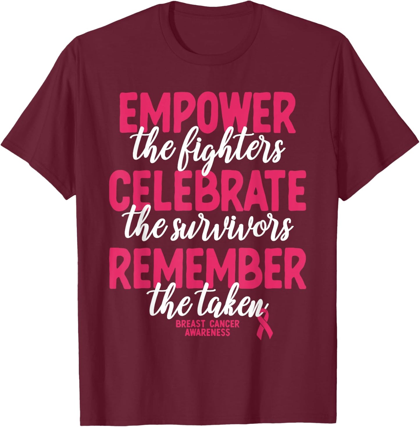 Breast Cancer Support Pink Ribbon Breast Cancer Awareness T-Shirt - T-Shirt | Maroon