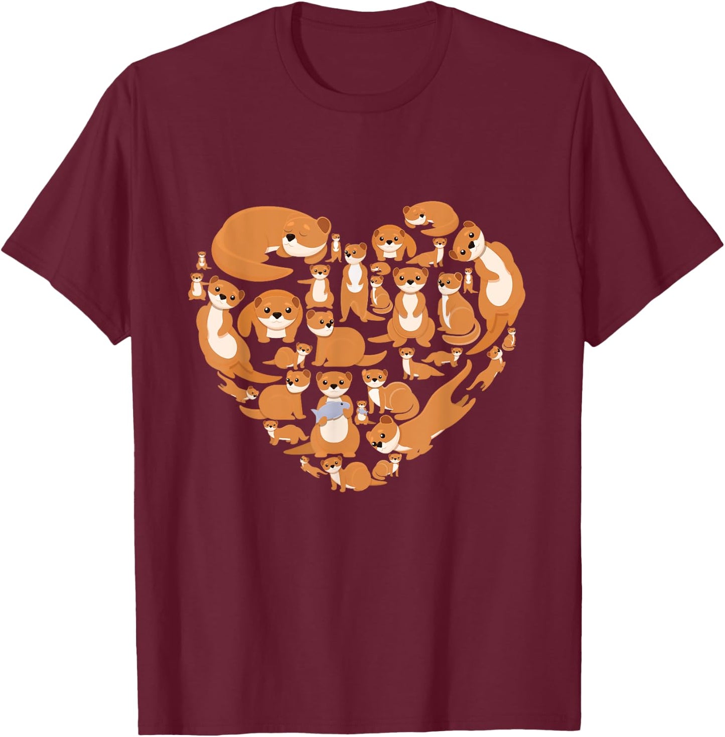 Sea Otter Giant Otter lover otters heart gift men women kids T-Shirt - T-Shirt | Maroon