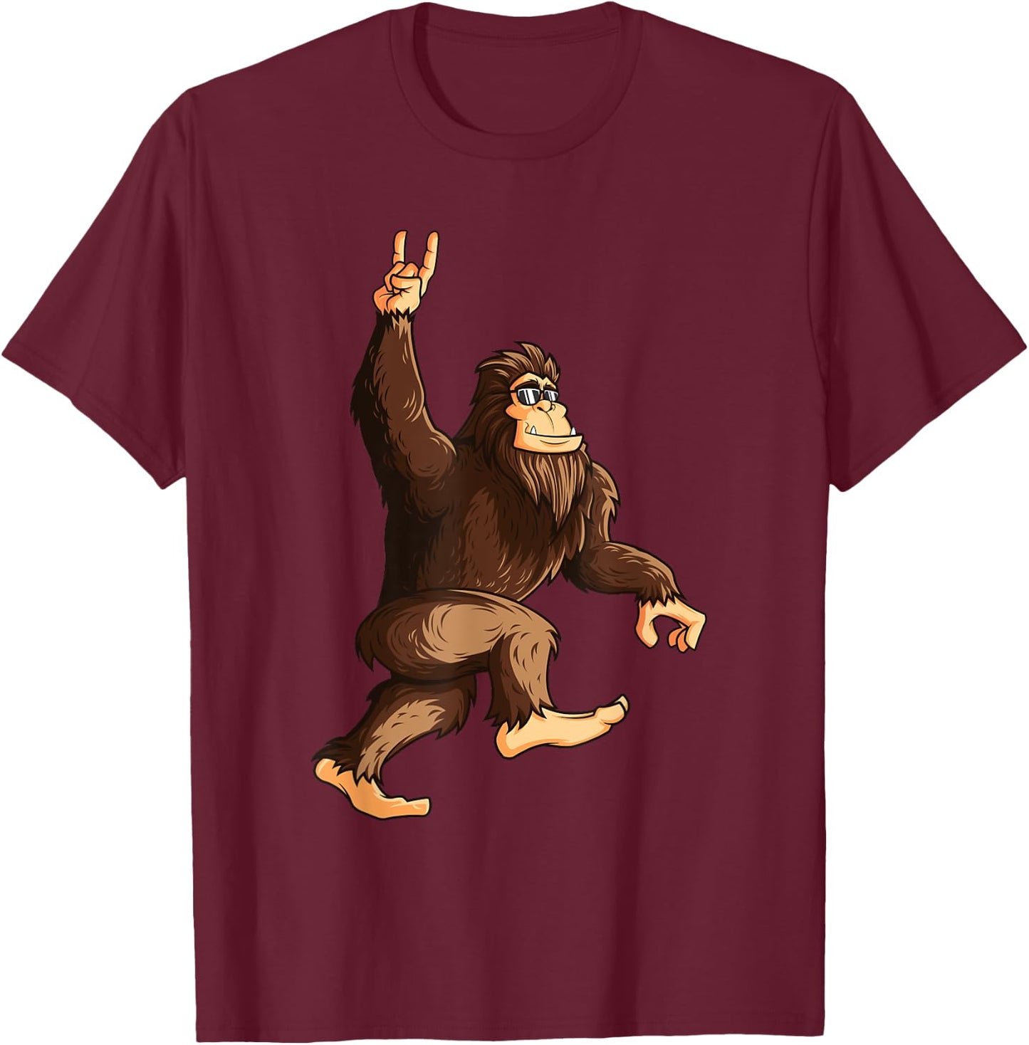 Funny Bigfoot Rock And Roll Sasquatch Believer Concert Gifts T-Shirt - T-Shirt | Maroon