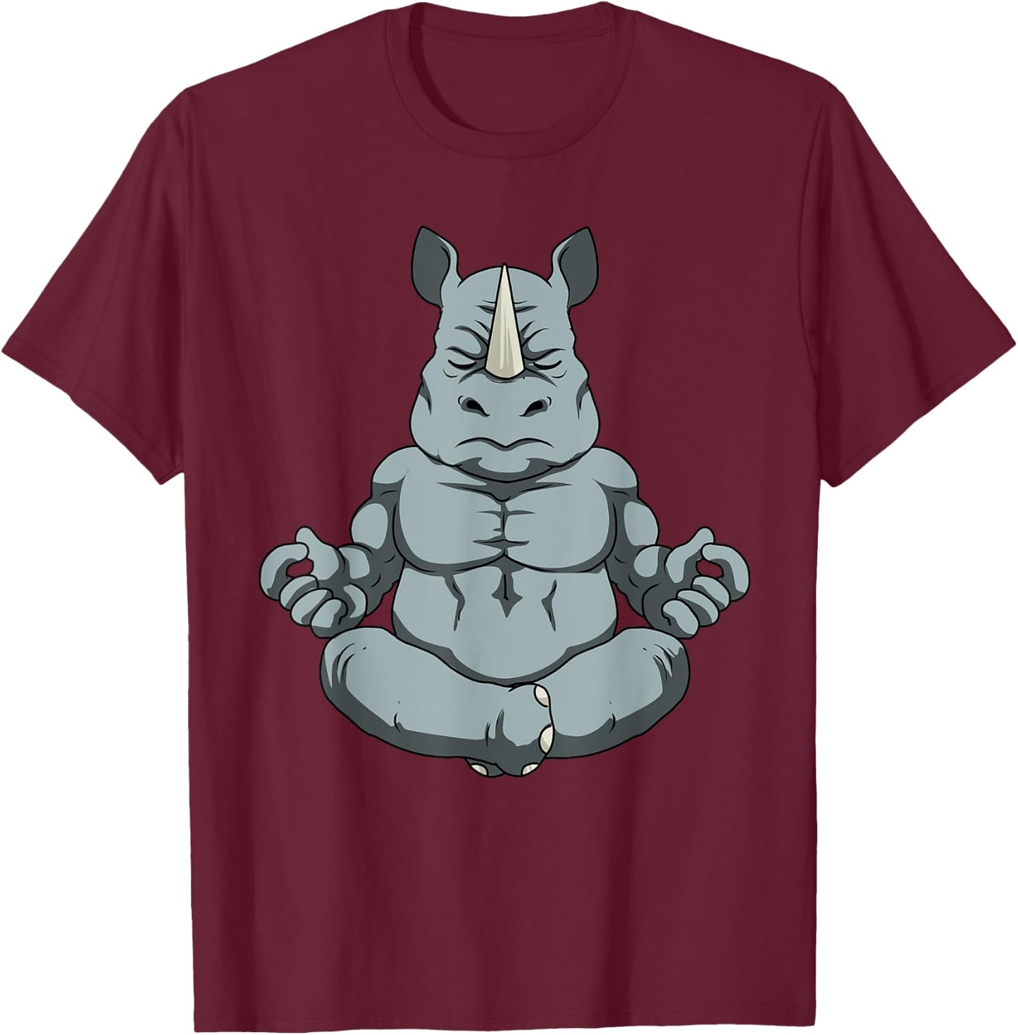 Meditation Shirt Men Rhinoceros Yoga Gift Men Namaste Rhino T-Shirt - T-Shirt | Maroon