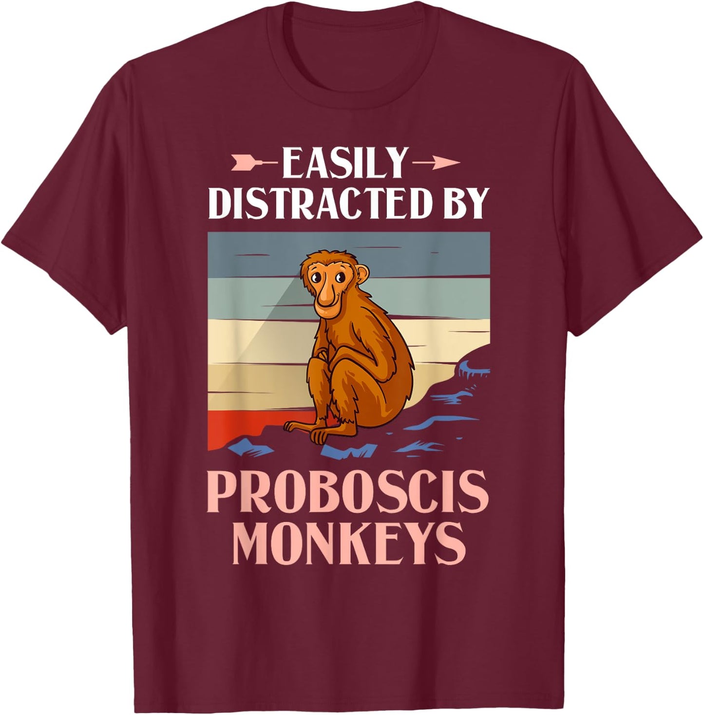 Proboscis Monkey Funny Long Nosed Monkeys T-Shirt - T-Shirt | Maroon