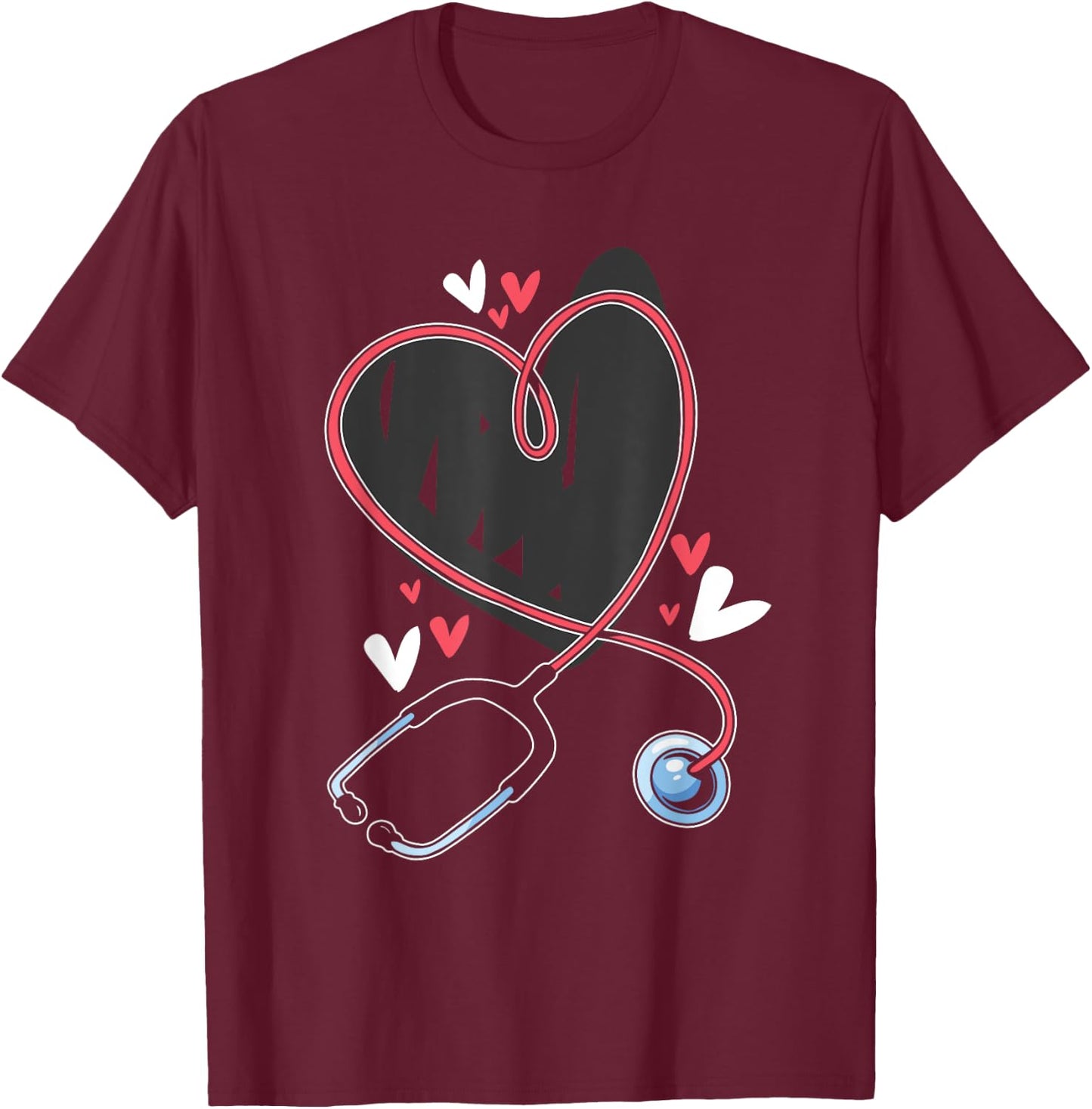 Heart Stethoscope Medical School Nursing Study Lover Nurse T-Shirt - T-Shirt | Maroon