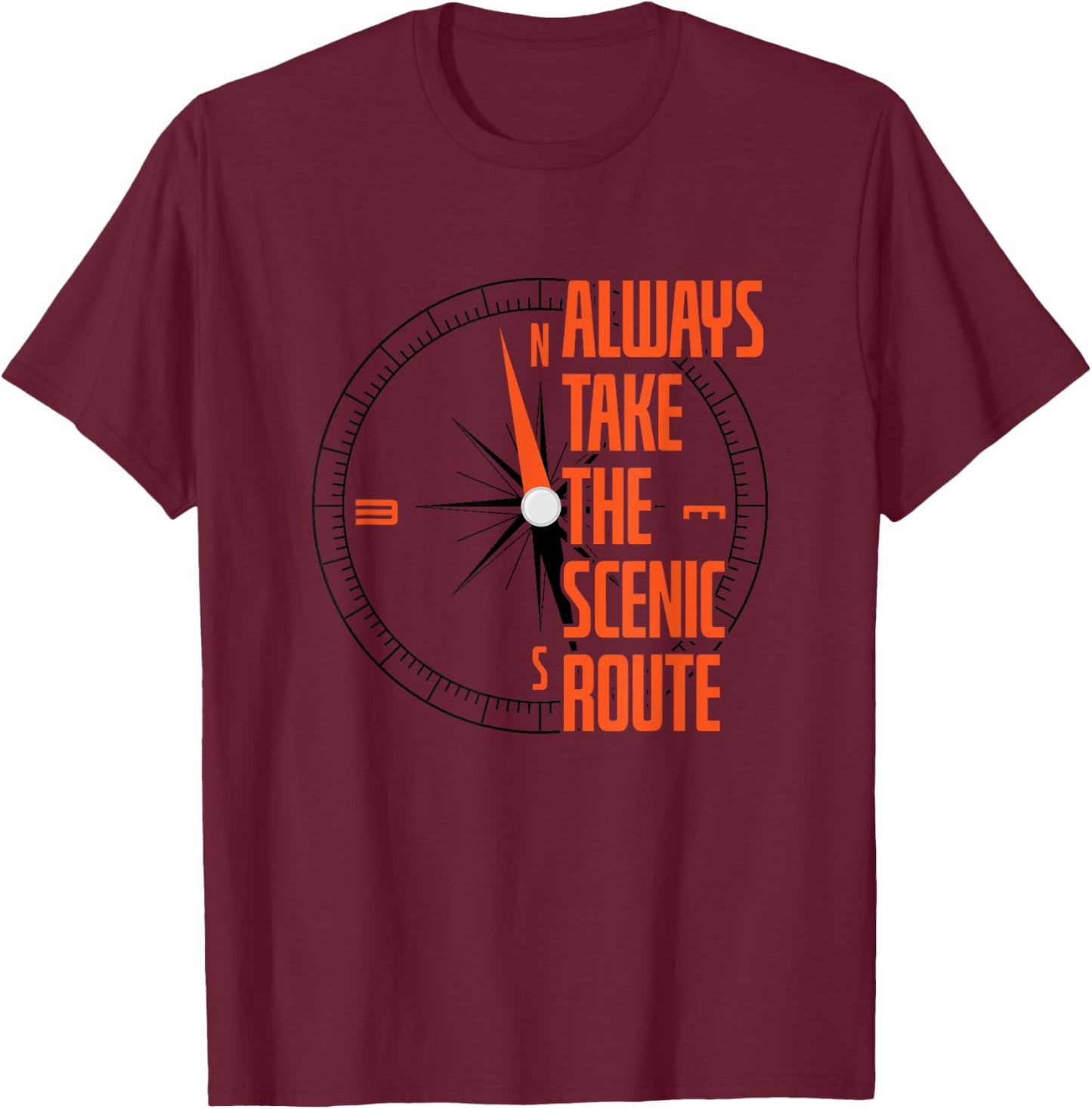 Always Take The Scenic Route Hiking T-Shirt - T-Shirt | Maroon