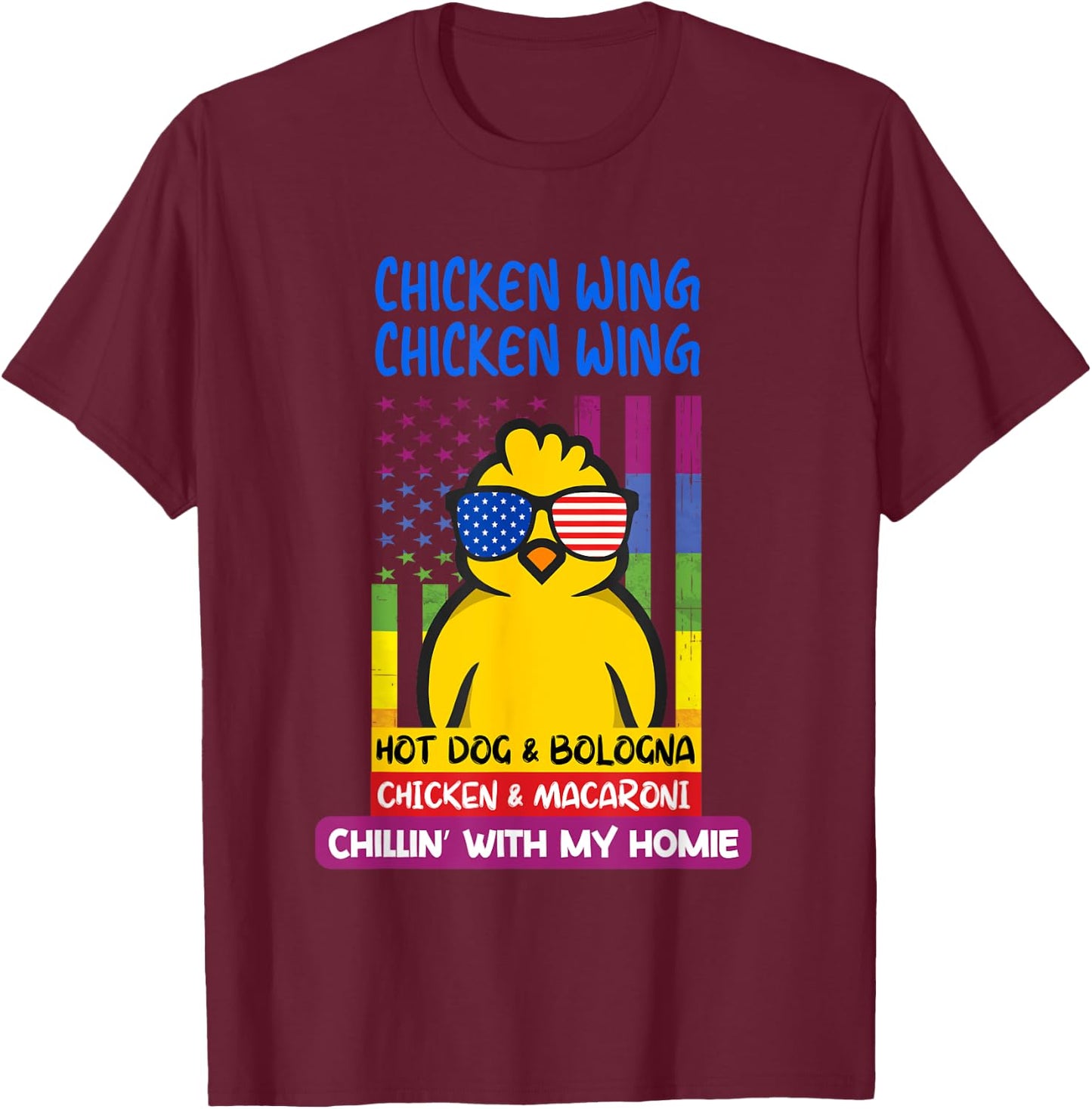 Cooked Chicken Wing Chicken Wing Hot Dog Bologna Macaroni Women Girls Kids T-Shirt - T-Shirt | Maroon