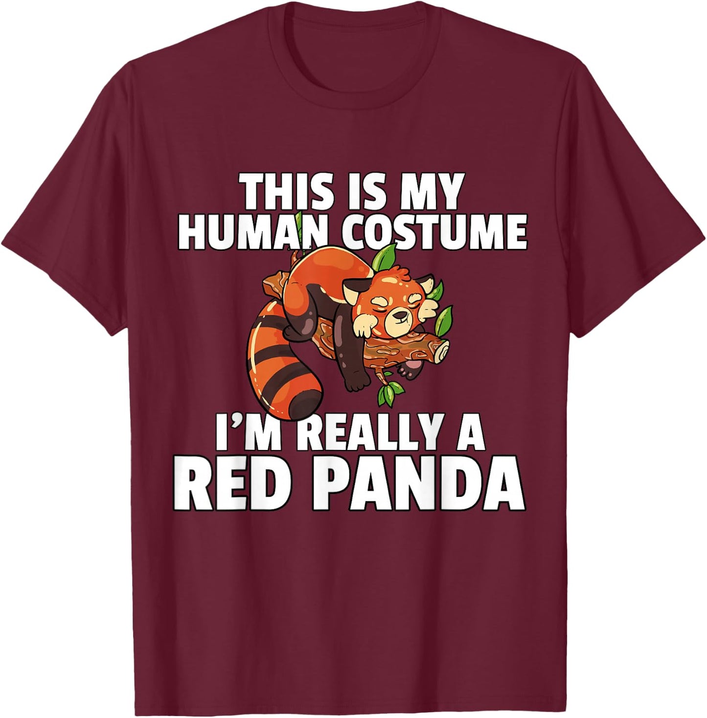 Red Panda Costume For Kids Women Men T-Shirt - T-Shirt | Maroon