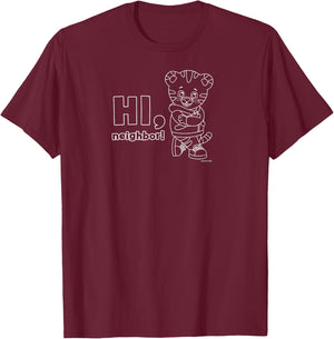 Daniel Tiger's Neighborhood: Hi, Neighbor (Dark Shirt) T-Shirt - T-Shirt | Maroon